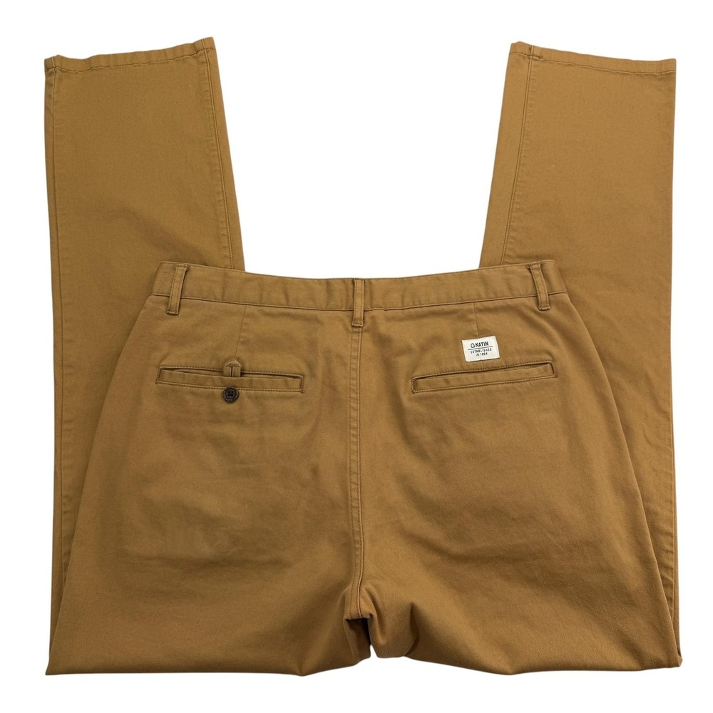 Katin Pants Mens 33 X 32 Brown Chino Regular Flat Front Stretch Twill Logo